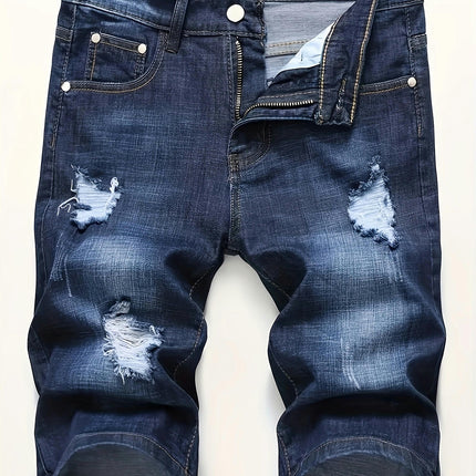 Denim Shorts, Men's Casual Street Style Distressed Denim Shorts For Summer Jorts