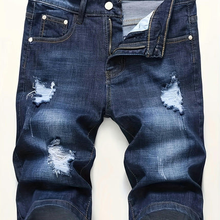 Denim Shorts, Men's Casual Street Style Distressed Denim Shorts For Summer Jorts