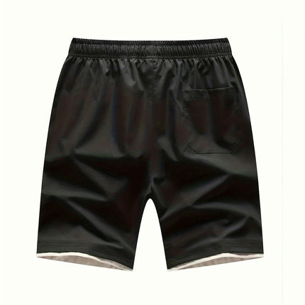 Men's Drawstring Shorts with Elastic Waist and Pockets for Summer Beach and Leisure Activities