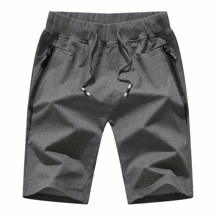 Men's Shorts, Casual Slightly Stretch Elastic Waist Drawstring Shorts For Summer Gym Workout