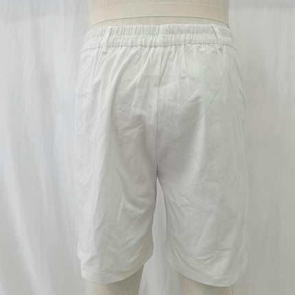 Men's Shorts Men's Casual Mid-Thigh Shorts, Solid White Summer Beach Shorts