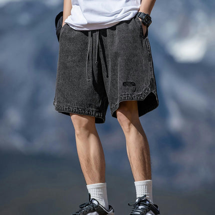 Men's Loose Solid Shorts With Pockets, Casual Elastic Waist Drawstring Shorts For Summer