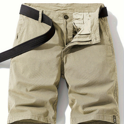 Men's Striped Casual Shorts Solid Simple Style With Pockets Summer Shorts, Suitable For Outdoor