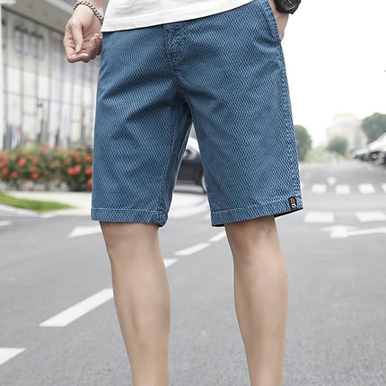 Men's Striped Casual Shorts Solid Simple Style With Pockets Summer Shorts, Suitable For Outdoor