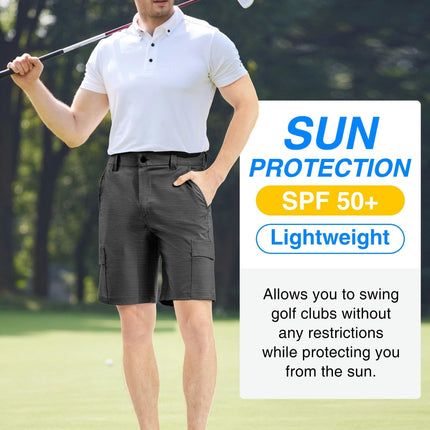 Men's Golf Cargo Shorts Lightweight Quick Dry Chino Casual Pockets Hiking Outdoor Shorts