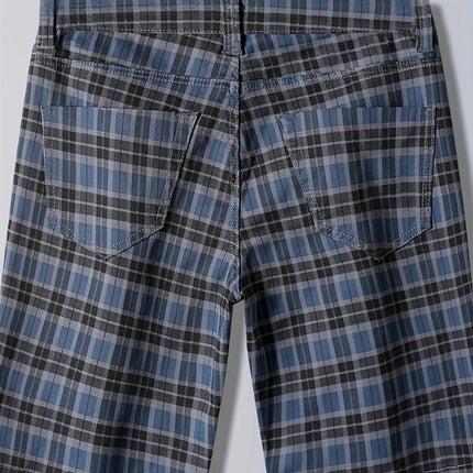 Men's Cotton Checkered Pattern Print Shorts, Casual Summer Comfortable Shorts Jorts