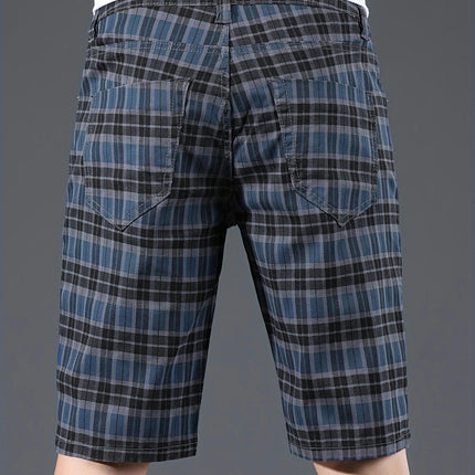 Men's Cotton Checkered Pattern Print Shorts, Casual Summer Comfortable Shorts Jorts