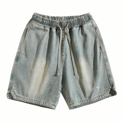 Men's Loose Solid Shorts With Pockets, Casual Comfy Elastic Waist Drawstring Shorts For Summer