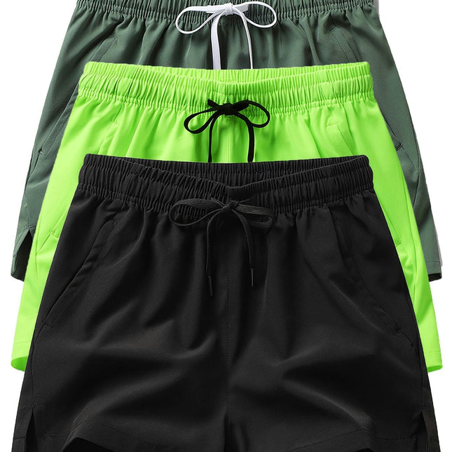 3PCS Mens Quick-Dry Breathable Shorts With Secure Pockets - Adjustable Elastic Waistband