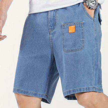 Men's Loose Fit Denim Jorts With Multiple Pockets Design Summer Bottoms For Men, Bermuda Shorts