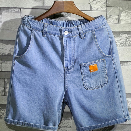 Men's Loose Fit Denim Jorts With Multiple Pockets Design Summer Bottoms For Men, Bermuda Shorts