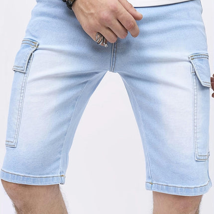 Men's Casual Slim Fit Denim Shorts, Knee-Length Jeans With Pockets, Summer Street Style Shorts