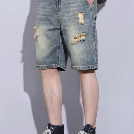 Men's Bermuda Shorts Ripped Denim Shorts With Pockets, Casual Breathable Jeans For Summer Outdoor