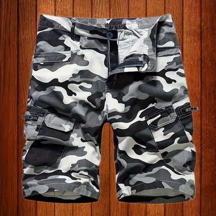 Men's Loose Fit Denim Shorts, Knee-Length Jorts With Pockets, Camouflage Shorts For Outdoors