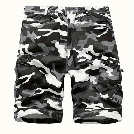 Men's Loose Fit Denim Shorts, Knee-Length Jorts With Pockets, Camouflage Shorts For Outdoors