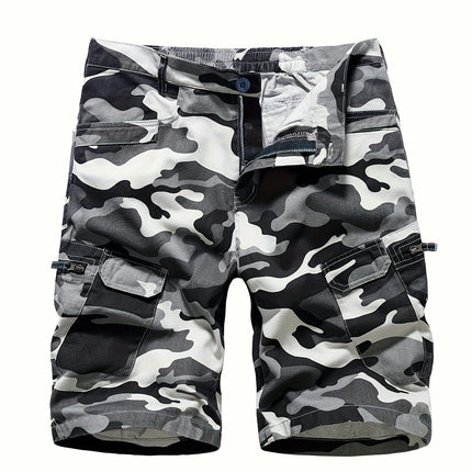 Men's Loose Fit Denim Shorts, Knee-Length Jorts With Pockets, Camouflage Shorts For Outdoors