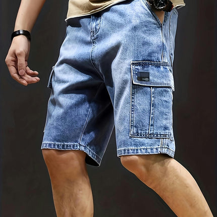 Men's Solid Regular Fit KneeShorts With Multiple Pockets,Casual Shorts For Summer Street Wear