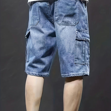 Men's Solid Regular Fit KneeShorts With Multiple Pockets,Casual Shorts For Summer Street Wear