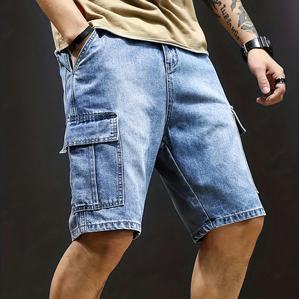 Men's Solid Regular Fit KneeShorts With Multiple Pockets,Casual Shorts For Summer Street Wear