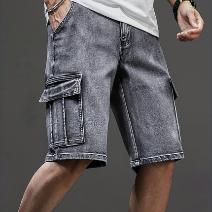 Men's Solid Regular Fit KneeShorts With Multiple Pockets,Casual Shorts For Summer Street Wear