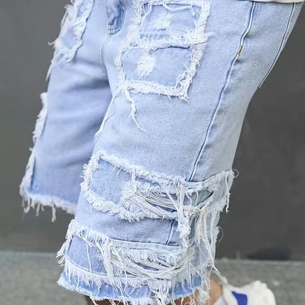 Ripped Denim Shorts For Men Casual Jorts, Men's Jeans For Summer Daily Wear, Bermuda Shorts