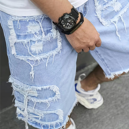 Ripped Denim Shorts For Men Casual Jorts, Men's Jeans For Summer Daily Wear, Bermuda Shorts