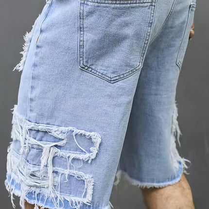 Ripped Denim Shorts For Men Casual Jorts, Men's Jeans For Summer Daily Wear, Bermuda Shorts