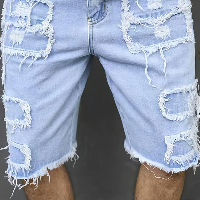 Ripped Denim Shorts For Men Casual Jorts, Men's Jeans For Summer Daily Wear, Bermuda Shorts