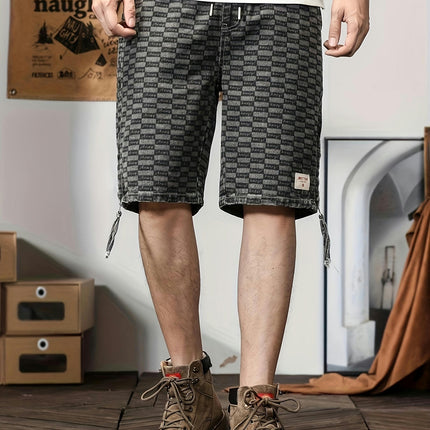 Men's Plaid Denim Shorts For Summer, Leisure Jorts For Males