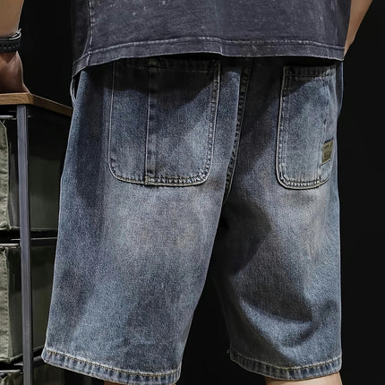 Men's Casual Denim Shorts Relaxed Fit Drawstring Jorts, Street Style Jean Shorts For Summer