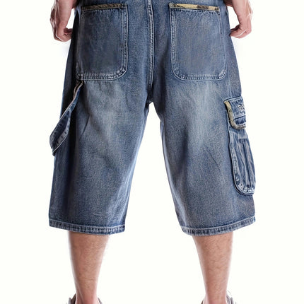 Men's Denim Shorts Multiple Pockets Plus Size Hip-hop Denim Shorts, Men's Loose Middle Pants