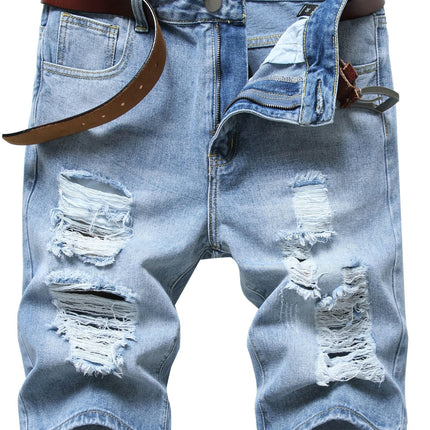 Ripped Jeans shorts for men Casual Street Denim Shorts with Pockets