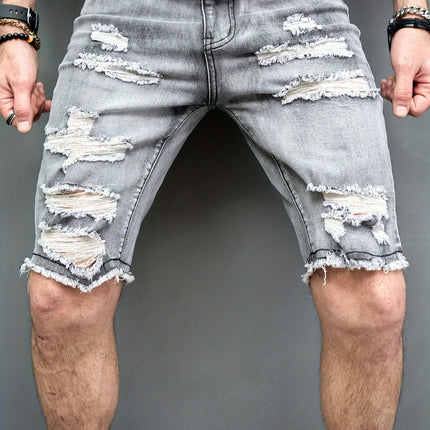 Men's Solid Skinny Fit Denim Shorts For Daily Life,Casual Jorts For Outdoor