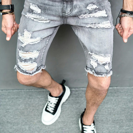 Men's Solid Skinny Fit Denim Shorts For Daily Life,Casual Jorts For Outdoor