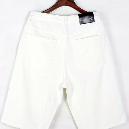 Men's Casual Denim Shorts Pure White Loose Plus Size Hip-hop Jeans Men's Cropped Shorts