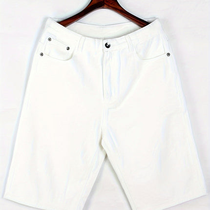 Men's Casual Denim Shorts Pure White Loose Plus Size Hip-hop Jeans Men's Cropped Shorts