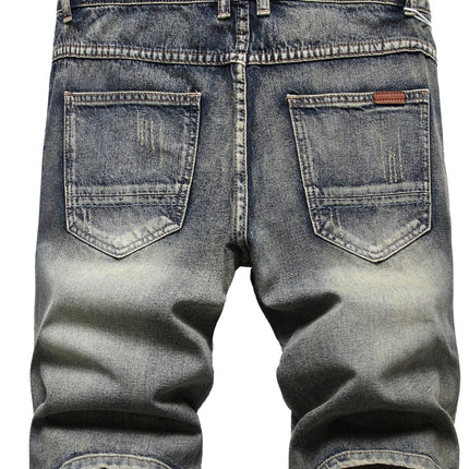 Ripped Denim Shorts, Men's Distressed Denim Shorts For Summer Jorts, Bermuda Shorts