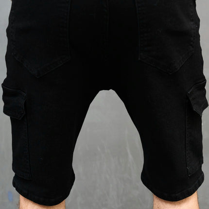 Men's Solid Cargo Denim Shorts, Summer Slim Casual Jeans With Flap Pockets, Versatile In Summer