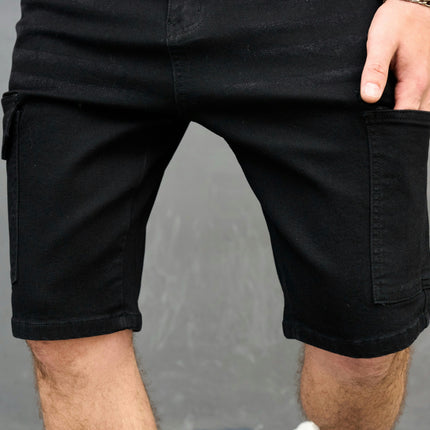 Men's Solid Cargo Denim Shorts, Summer Slim Casual Jeans With Flap Pockets, Versatile In Summer