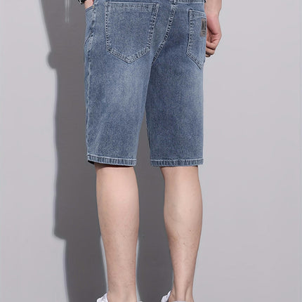 Men's Solid Denim Shorts Casual Cotton Blend Jorts With Pockets For Summer Outdoor Activities