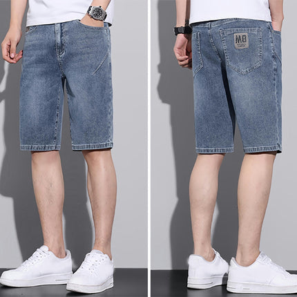 Men's Solid Denim Shorts Casual Cotton Blend Jorts With Pockets For Summer Outdoor Activities