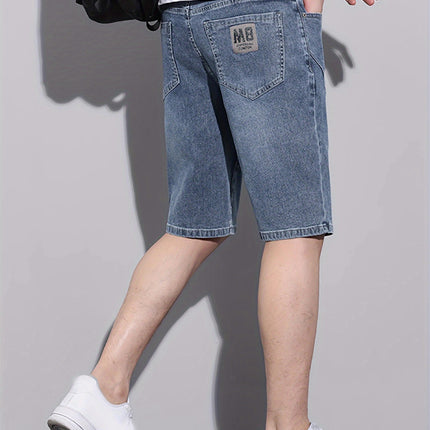 Men's Solid Denim Shorts Casual Cotton Blend Jorts With Pockets For Summer Outdoor Activities