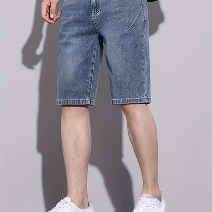 Men's Solid Denim Shorts Casual Cotton Blend Jorts With Pockets For Summer Outdoor Activities