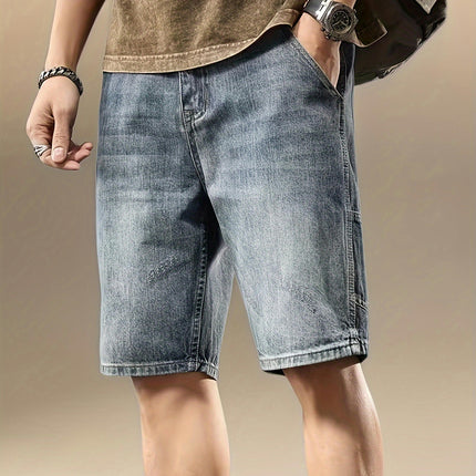 Men's Denim Shorts Casual All-in-one Summer Straight Leg Shorts With Pockets