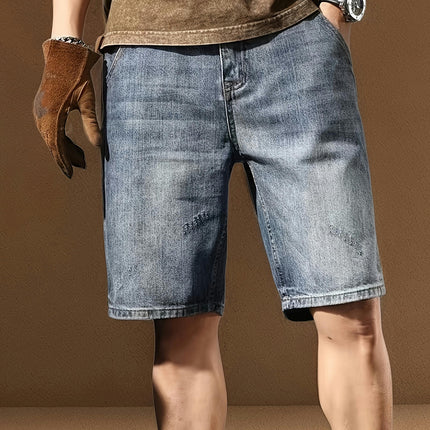 Men's Denim Shorts Casual All-in-one Summer Straight Leg Shorts With Pockets