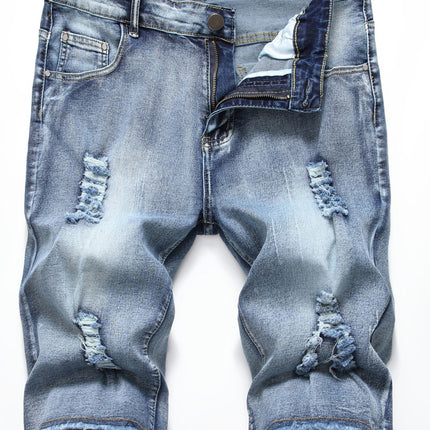 Men's Casual Ripped Stretch Jeans Shorts Jeans  with Pocket For Outdoor Jorts