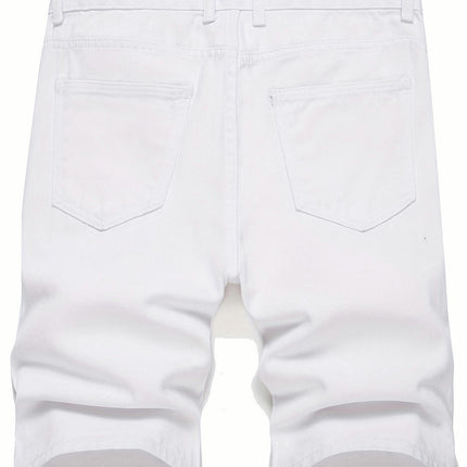 Casual Jeans Men's Loose Cotton Blend Solid Denim Shorts With Pockets For Summer Outdoor