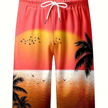 Men's 3D Print Sports Shorts With Drawstring, Casual Pants For Summer And Outdoors Activities