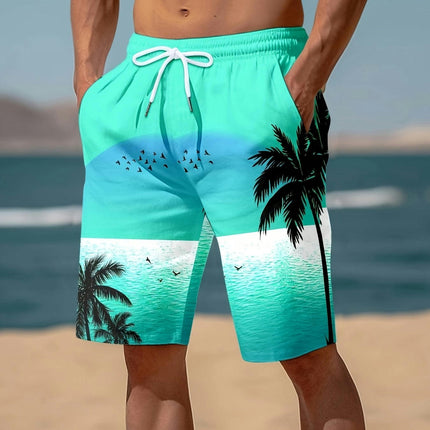 Men's 3D Print Sports Shorts With Drawstring, Casual Pants For Summer And Outdoors Activities