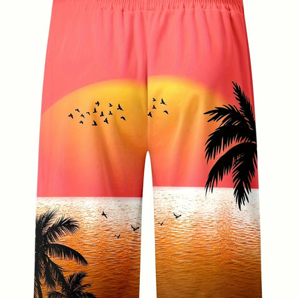 Men's 3D Print Sports Shorts With Drawstring, Casual Pants For Summer And Outdoors Activities